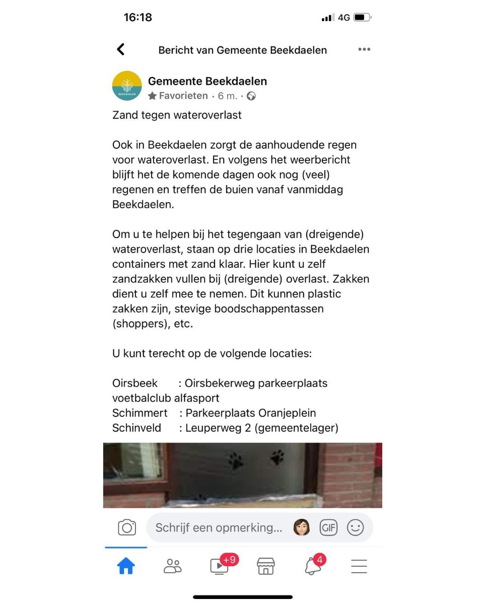 Bericht Bericht van Gemeente Beekdaelen ivm wateroverlast bekijken